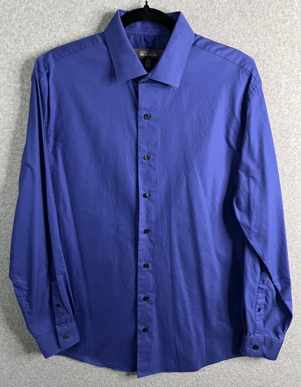 Kenneth Cole Reaction Dress Shirt Men’s Large Blue Cotton Button Front 16 34/35